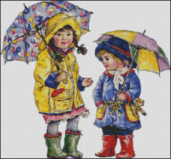 Схема - Девочки с зонтиками